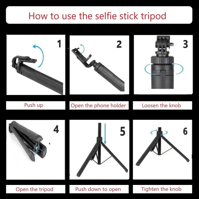66" Tripod for iPhone & Camera, Portable Phone Tripod with Rechargeable Remote Control and Rotate Phone Stand, Selfie Stick for iPhone/Gopro and Cameras (red, 66 in) - Image 8