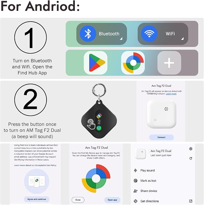 Dual System Bluetooth Tracker for iOS or Android-1Packs, Compatible with Apple Find My (iOS) & Google's Find Hub(Android) for Smart Tracking Tag/Key Finder/Luggage Tracker - Image 4
