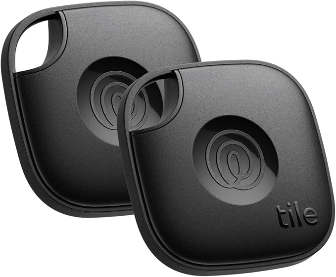 Life360 Tile - Bluetooth Tracker, Keys Finder and Item Locator for Keys, Bags and More. Phone Finder. Both iOS and Android Compatible. 2-Pack (Black) by Life360