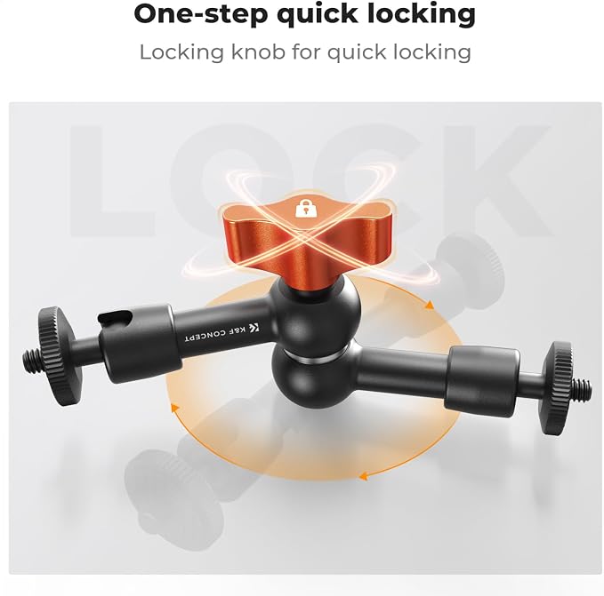 K&F CONCEPT 6" Magic Arm 1/4" Screw Articulating Mini Arm | 360° Ballhead Mount for Monitor, LED Light, Webcam, MS31 - Image 5