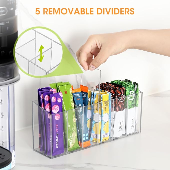 AIEVE Drink Packet Organizer, Mountable Water Packet Organization Holder with Adhesive & Magnetic Sticker, Pantry Organizers Kitchen Storage for Countertop Table Fridge Cabinet - Image 3