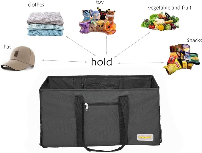 Extra Large Utility Tote Bag - Reusable Grocery Bags Foldable Heavy Duty | Large Shopping Tote 4 Pockets & Reinforced Handles, Water-Resistant Collapsible Tote for Beach, Picnic, Car Storage - Image 8