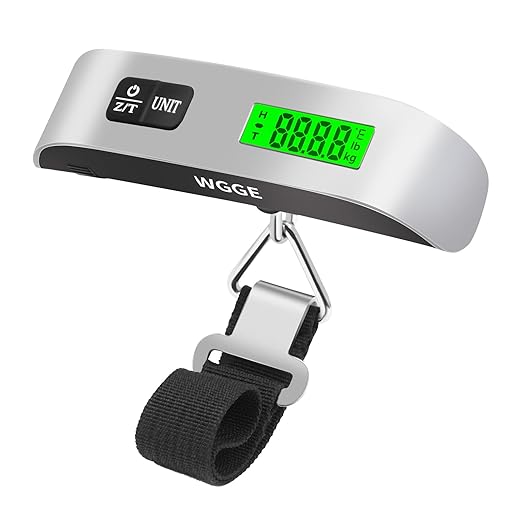 Digital Luggage Scale, WGGE Travel Luggage Weight Scale, Max 110lbs/50kg Baggage Scale with Backlit LCD Display by WGGE