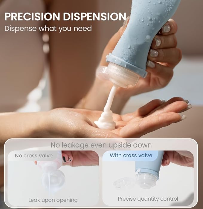 Silicone Travel Bottles for Toiletries, TSA Approved Size 6pcs | Ultrasonic, Leak-Proof, Squeezable, Refillable, Sets with Labels, For toiletries, Silicone - Image 5