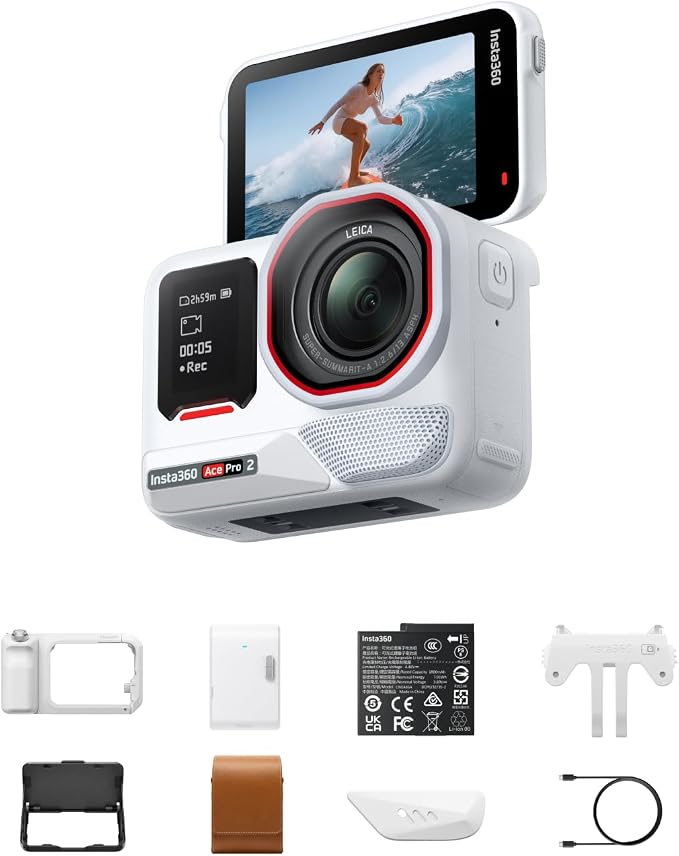 Insta360 Ace Pro 2 Arctic White Limited Edition Flash Print Bundle - 8K Waterproof Action Camera Co-Engineered with Leica, 1/1.3" Sensor, Leading Low Light, Xplorer Grip Pro Kit for Street Photography by Unknown