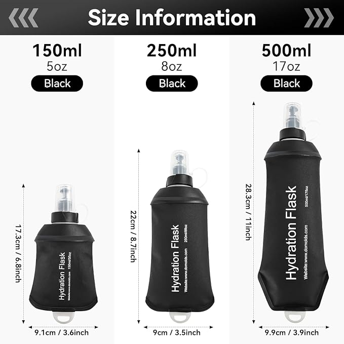 AXEN Soft Flask TPU Foldable Running Hydration Flask, Soft Collapsible Water Bottle for Hydration Pack Cycling Marathon Running Hiking - Image 2