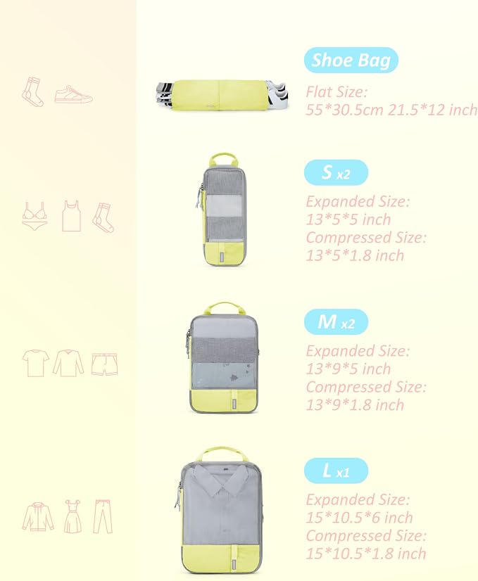 BAGSMART Compression Packing Cubes for Travel Essentials | 14 Set /6 Set /4 Set/2 Set, Lightweight, Durable - Image 2