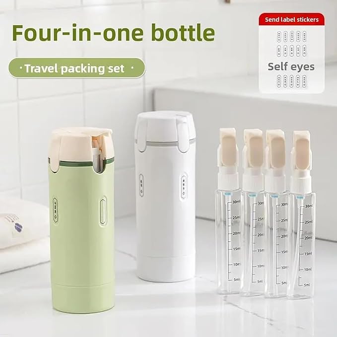 4 in 1 Travel Dispenser Set with 4 Pack 30ML Leak Proof Bottles for Toiletries, Portable Containers for Shampoo Lotion Conditioner Cream (Green) - Image 6