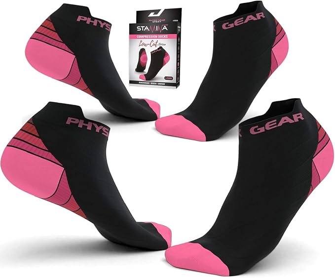 Physix Gear Short Compression Socks for Men & Women - Best Low Compression Socks Women & Men Ankle Socks with Arch Support - Image 2