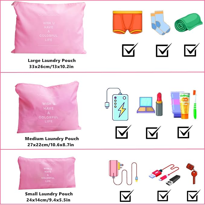 6 Pack Packing Cubes for Suitcases, Luggage Organizer, Travel Bag Organizer Storage Bags, Travel Cubes Compression (Pink) - Image 3