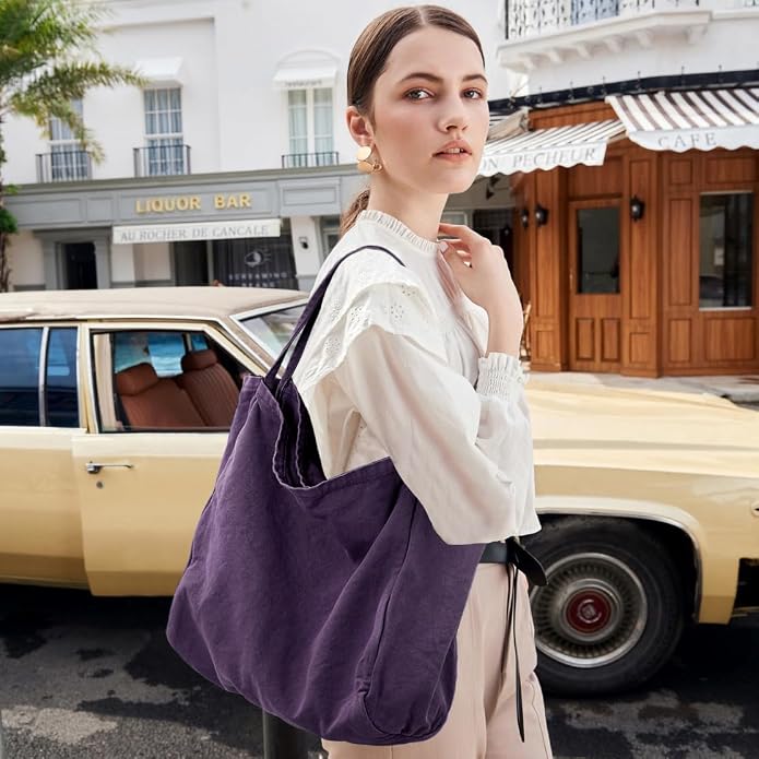 Canvas Tote Bag for Women Large Hobo Shoulder Bag for Work Travel Casual Message Bag Tote Purse handbags - Image 2