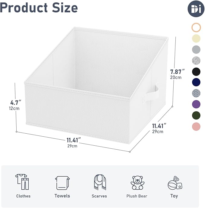 DIMJ Closet Storage Bins 12 Pack - Fabric Storage Baskets for Shelves, Collapsible Clothes Organizer with Handles, Trapezoid Shelf Organization Storage Cubes for Purse, Toys, Books, Towel, Clothes - Image 4