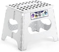 Delxo Folding Step Stool,11 Inch Non-Slip Foldable Step Stools for Kids and Adults,Portable Foldable Step Stool Lightweight Small Folding Stool with Handle for Kitchen Bathroom in White,1 Pack | Foldable Step Stool 11",Non-Slip Foot Stools with Handle,... by Delxo