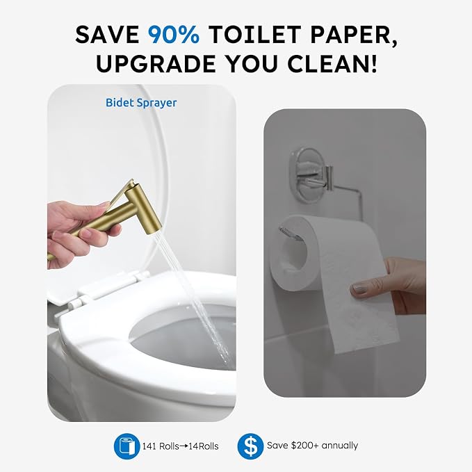 Arofa Built-in Hot and Cold Bidet Sprayer, Warm Water Bidet, Brushed Gold | Wall-Mounted Design, Dual Control Modes, Leak-Free Bidet Hose, Feminine/Baby/Pet Wash, Cloth Clean & Rinse, Stainless Steel - Image 4