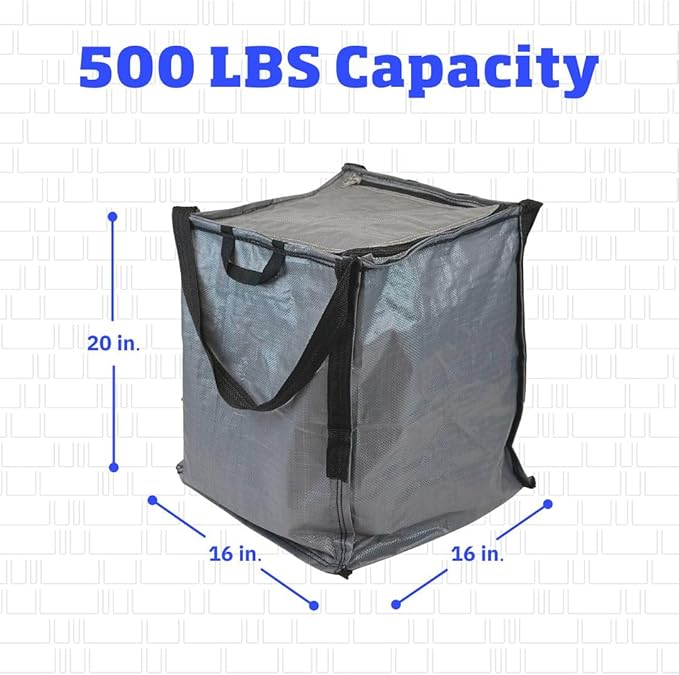 DURASACK 22-Gallon Zipper Top Heavy Duty Storage Tote Bags, Single, Gray | Rugged Woven Polypropylene Moving Bag, Reusable Self-Standing Design, Holds up to 500 Pounds - Image 2