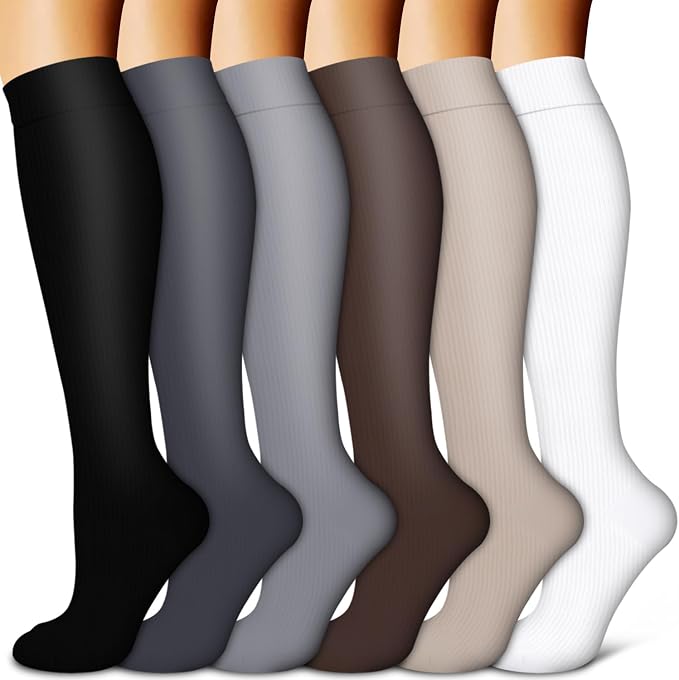 Copper Compression Socks for Women & Men (6 pairs) - Best Support for Nurses, Running, Hiking, Recovery by BLUEENJOY