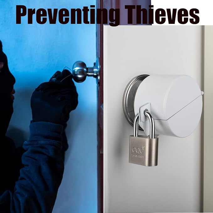 Door Knob Lockout Device with Padlock,Cover to Disable Doorknob,Prevents Turning of Door Knob and Access to Keyhole,Prevents Operating The Knob,White - Image 3