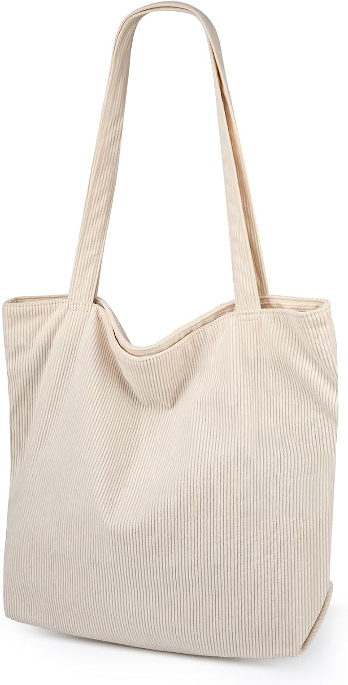 Iioscre Corduroy Tote Bag for Women,Hobo HandBags with Zipper | Large Capacity Casual Shoulder Bag with Inner Pockets for Shopping Work Daily Travel. by Iioscre