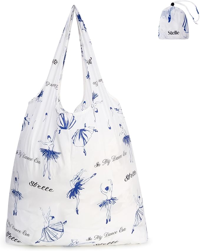 Stelle Lightweight Reusable Grocery Bag with Handles Ripstop Nylon Foldable Tote Shopping Bags for Travel and Groceries by StelleAthletica