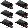 6 Pack Waterproof Nylon Shoe Bags Travel Bags for Men Women (Black, 15.1"(L) x12.2"(W)) by FASYACO
