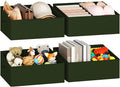 DIMJ Large Closet Shelf Organizer Bins 4 Packs with Handles and Divider, Fabric Trapezoid Storage Baskets, Foldable Clothes Containers Box for Shelf, Towel, Book, Toy, Purse, Hats, Green by DiMJ