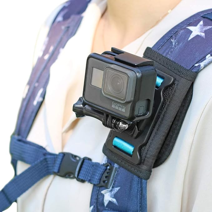 Backpack Shoulder Strap Mount Camera with Adjustable Shoulder Pad and 360 Degree Rotating Base, Bag Belt Holder Clip Compatible with GoPro Hero 13/12/11/9/8, DJI Action 6/5 Pro/4, AKASO and More by SKEZN