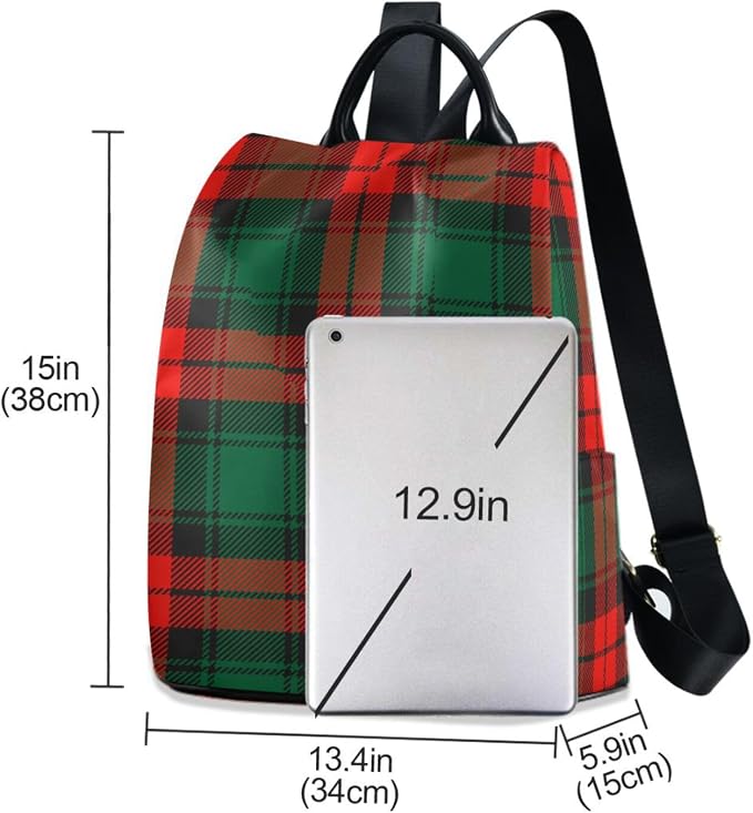 ALAZA Christmas Tartan Plaid Backpack Purse for Women Anti Theft Fashion Back Pack Shoulder Bag - Image 3