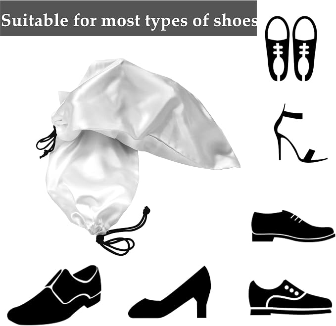 GONGKANGYUAN 20 Pack Satin Shoe Bags for Travel, Drawstring Shoe Storage Bags for Men and Women, Dustproof Moisture-Proof Shoe Pouches for Packing & Organizing Shoes - Image 5