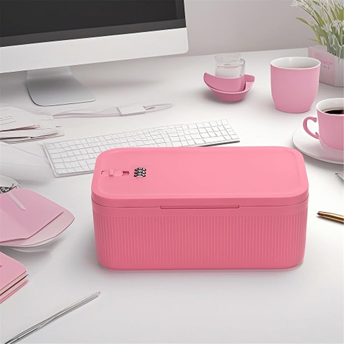 SANIDIKA Lockable Storage Box, Locking Medicine Box, Cell Phone Locked Jail, Food Medical Lockbox, Containers Bin for Personal Refrigerator Home Office Organization Travel Gift,9.25 x 5 x 3.6 (Berry) - Image 7