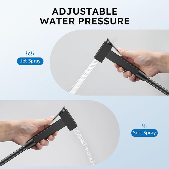 Arofa Built-in Hot and Cold Bidet Sprayer, Hands-Free Control, Matte Black | Wall-Mounted Design, Dual Control Modes, Leak-Free Hose, Feminine/Baby/Pet Wash, Cloth Clean & Rinse, Stainless Steel, Square - Image 5