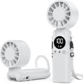 AILBTON Portable Handheld Fan, 5000mAh Rechargeable Mini Personal USB Fan with LED Display & Foldable Design, 199-Speed Powerful Battery Operated Travel Fan for Women, Outdoor, Office White by AILBTON