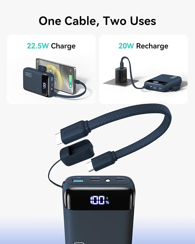 INIU Portable Charger, Smallest 20000mAh 22.5W Fast Charging Power Bank | USB-C Cable, Flight-Safe, Travel Essentials, Flashlight, Battery Pack for iPhone 17 Samsung Xiaomi Google, Mini Size, Blue - Image 6
