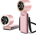 CAZOKASI Rechargeable Strong Wind Handheld Fan With Ambient Lighting 4 IN1 5000mAh Upto 22H For Desktop Waist Clip Neck (StrongWind/Pink) by CAZOKASI