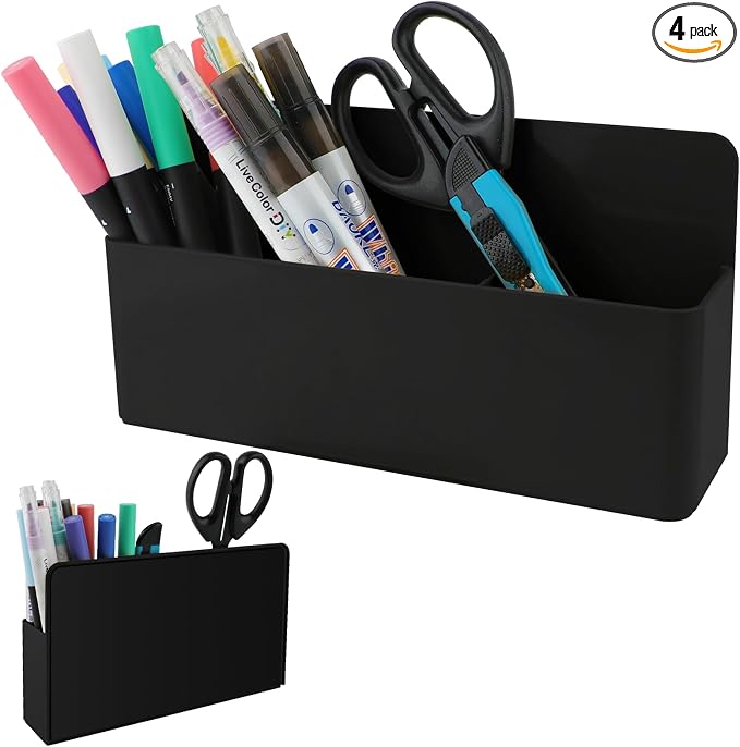 KITANIS Magnetic Pen Holder,3 Compartments Magnetic Dry Erase Marker Holder,Extra Strong Magnet Storage Marker Pen Pencil Organizer for Refrigerator,Whiteboard,Locker Accessories(Long Style) by KITANIS