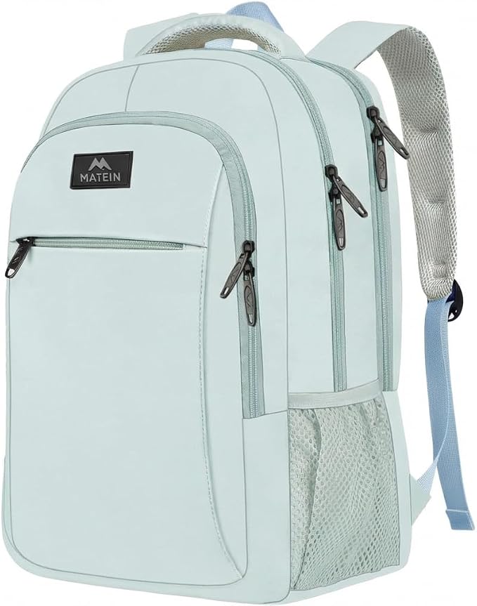 MATEIN Travel Laptop Backpack, Lightweight School Bookbag for Students | 15.6 Inch Computer College Daypack, Anti Theft Pocket, Water Resistant, Travel Luggage Strap, Gifts for Girls Boys by MATEIN