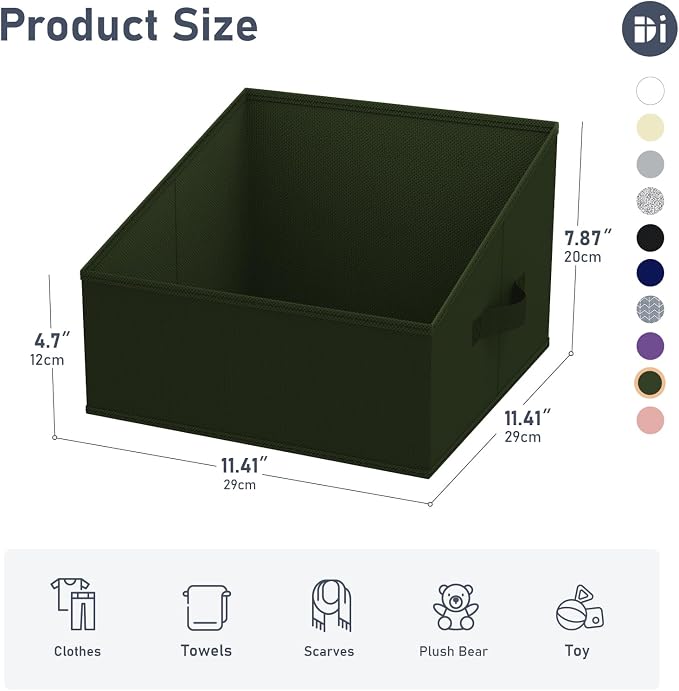 DIMJ Closet Storage Bins 6 Pack - Fabric Trapezoid Closet Organizer Bin, Foldable Storage Baskets for Shelves, Closet Shelf Organizer, Clothing Storage Box for Toys, Books, Towel, Clothes, Green - Image 2