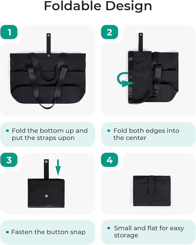 BAGSMART Tote Bag for Women, Foldable Tote Bag With Zipper Travel Shoulder Bag Handbag for Work - Image 3