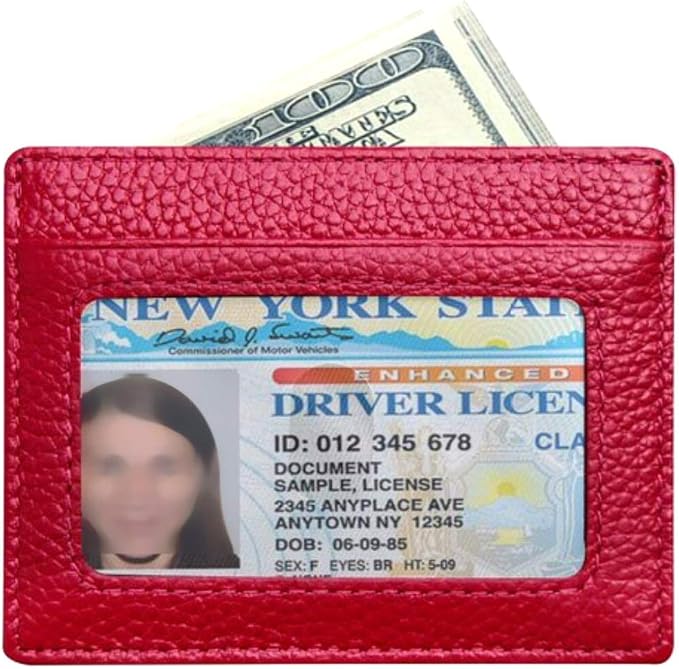 Tapp Collections RFID Protect Slim Minimalist Pocket Leather Wallet Card Holder - Red by Tapp+Collections