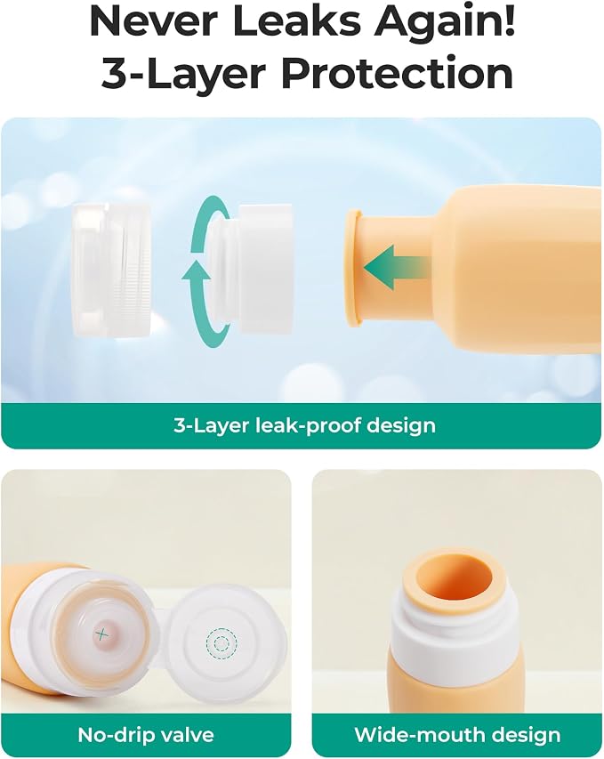 BAGSMART 18 Pack TSA Approved Travel Bottles for Toiletries, Leak Proof Silicone Travel Size Containers Bottles for Shampoo, Soft Pastel - Image 4