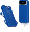 aonidi Portable Charger 12000mAh with Built-in Cables&AC Wall Plug, Navy | PD20W USB C Fast Charging,LED Display External Travel Power Bank,TSA approved Battery Pack for All iPhone,Samsung,Android by AONIDI