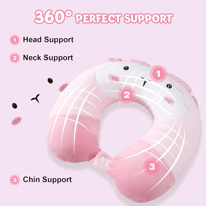 Cirorld Travel Pillow for Kids Adult Cute Neck Pillow for Traveling Memory Foam Airplane Pillow Sleep Mask Animal Flight Pillow Head Rest Neck Support for Cars Long Flights (Sheep, 9-12 Y/O) - Image 2