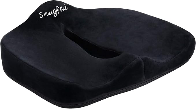 Orthopedic Memory Foam Seat Cushion for Office Chair Sciatica Tailbone Back Pain Relief Sitting Pillows - Truck Driver Cars Front Seats Pillow Wheelchair Kitchen Chairswith with No-Slip Bottom by SnugPad