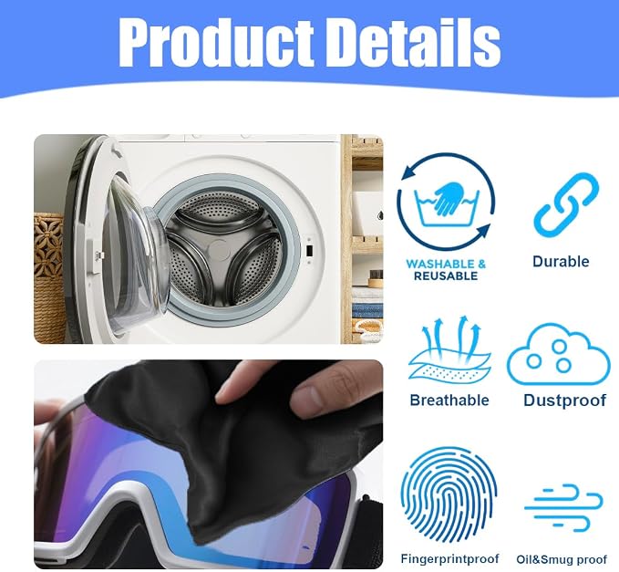 Microfiber Drawstring Bags, Multi-Size Soft Protective Pouches for Shoes, Ski Goggles, Sunglasses, Handbags & Camera Lenses - Image 5