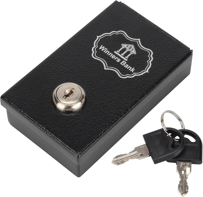 4.3 x 2.5 Inches Metal Box for Gambler with 2 Keys | Winners Bank Portable Safe Casino Money Pocket Sized Cash Box, Mini Lock Box Gambling Box For Cash Saving Go Home Money by Unknown