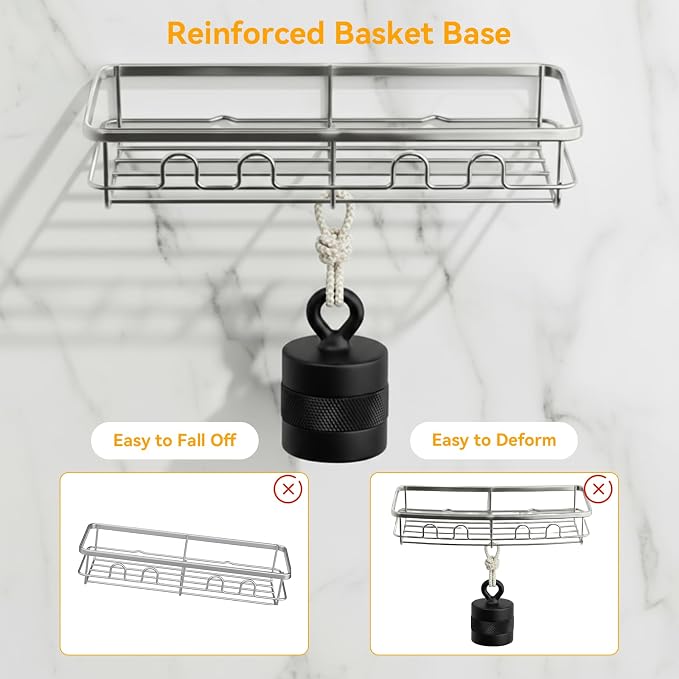 Adhesive Shower Caddy, Large Capacity Shower Racks for Inside Shower, No Drill Bathroom Shower Organizer and Storage, 2 Pack Silver Bathroom Shelves, Home Decor Rv Accessories, Apartment - Image 7