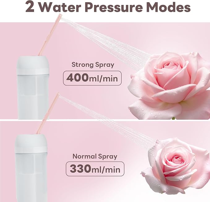 Portable Electric Bidet for Travel with 180° Adjustable Nozzle, Strong Water Pressure- Handheld Rechargeable USB-C Bidet,350ml Waterproof Personal Hygiene Cleaner for Postpartum Women, Camping (Pink) - Image 4
