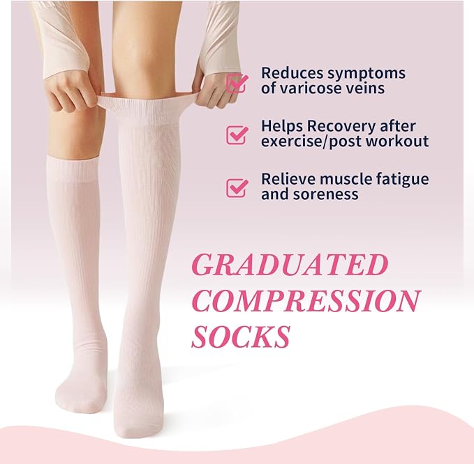 Sooverki Compression Socks for Women & Men 6 Pairs is Best Supportive Knee High Stockings for Circulation, Travel, Nurses - Image 3
