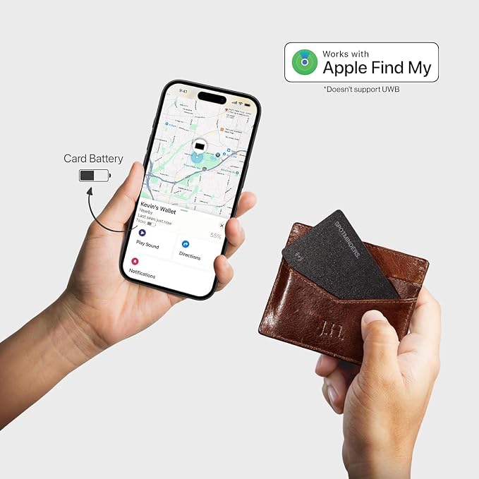 SPOTMINDERS Apple MFi Certified Wallet Tracking Card Black 4-Pack Travel Gifts for Him Works with Apple Find My Rechargeable Tracker IP68 Waterproof 0.07" Slim iPhone Item Finder for Luggage Passport - Image 3