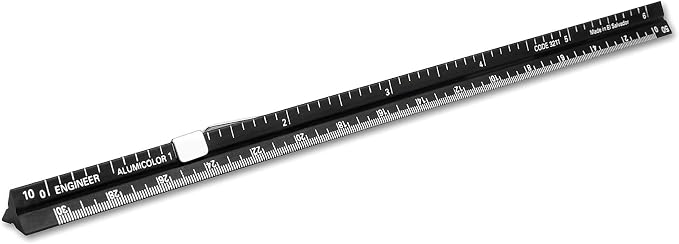 Alumicolor Aluminum Engineer Pocket Scale With Clip, 6IN, Black by Alumicolor