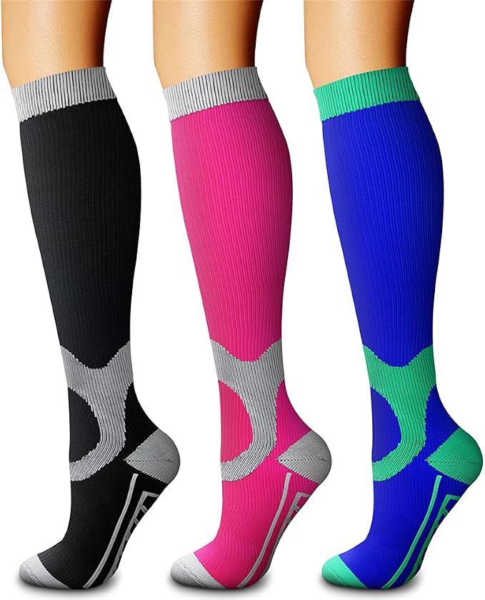 CHARMKING Compression Socks for Women & Men Circulation (3 Pairs) 15-20 mmHg is Best Support for Athletic Running Cycling by CHARMKING
